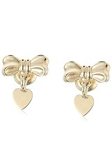 superb little heart bow children screw back earrings